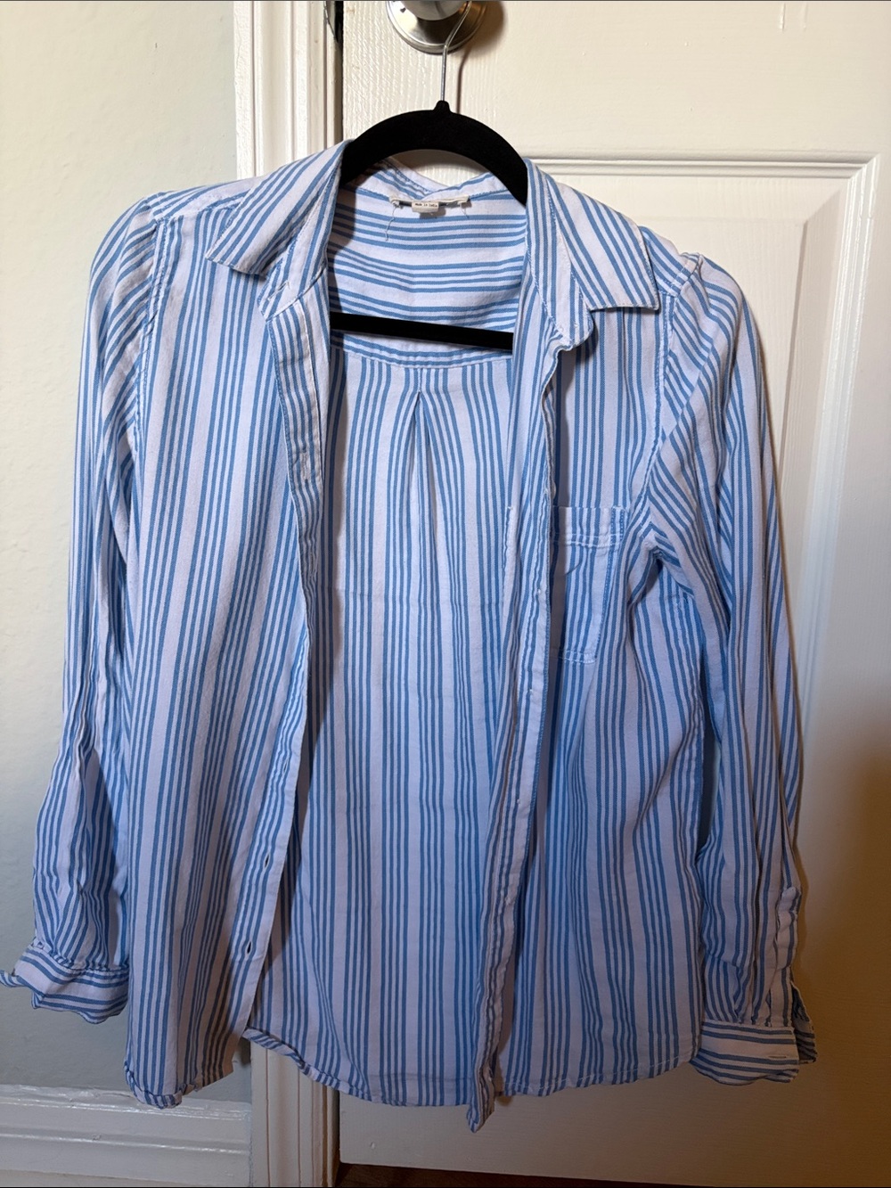 beachlunchlounge Light Blue & White Striped Button-Down Shirt